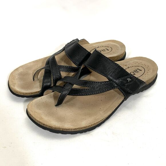 Taos Womens Black Perfect Sandals Size 8 Leather Comfort Strappy EU 39 - Picture 4 of 13